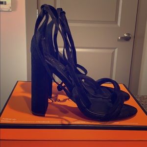 Black strappy heels. Size 8
